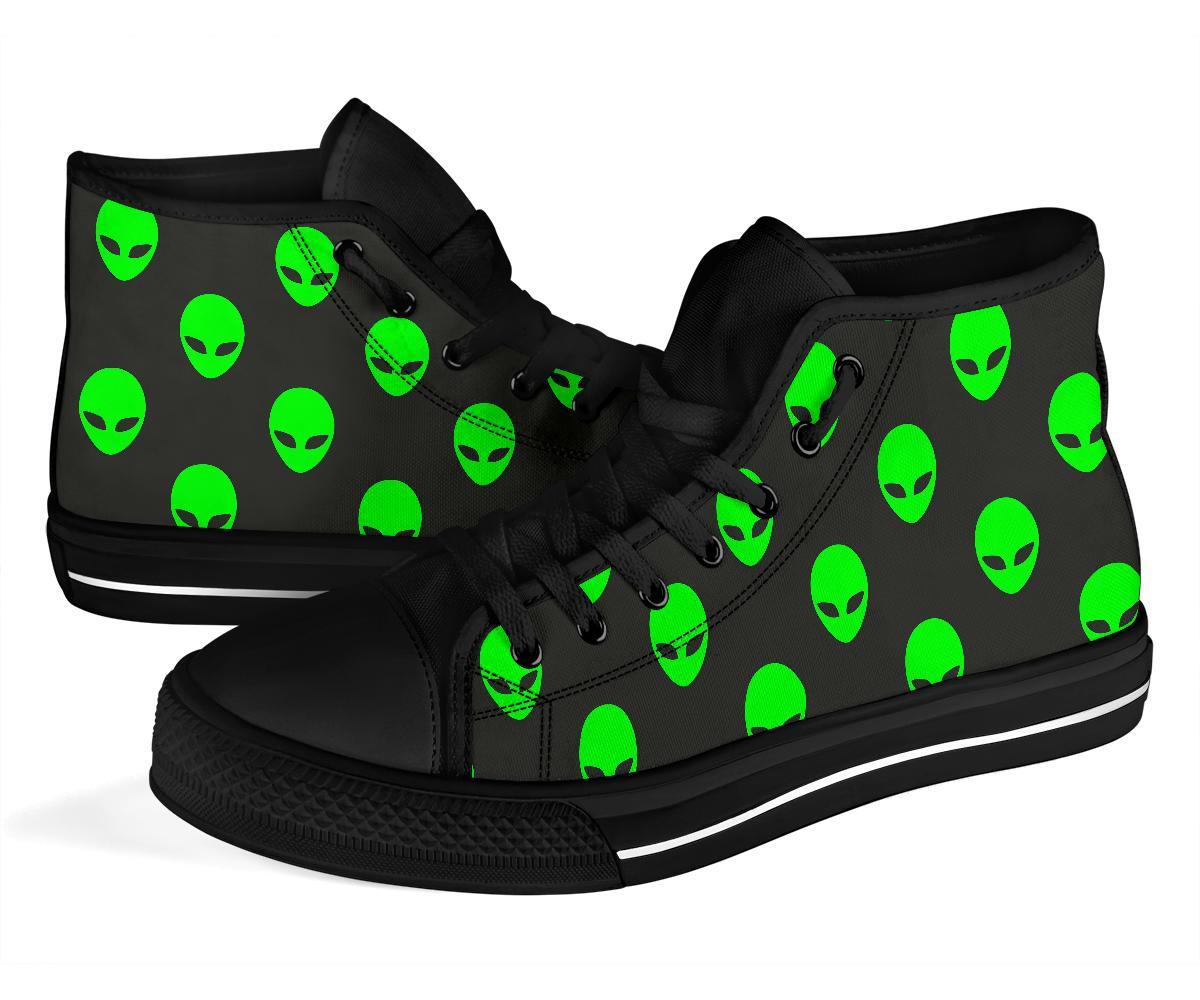 Ufo Alien Pattern Print Men Women's High Top Shoes-grizzshop