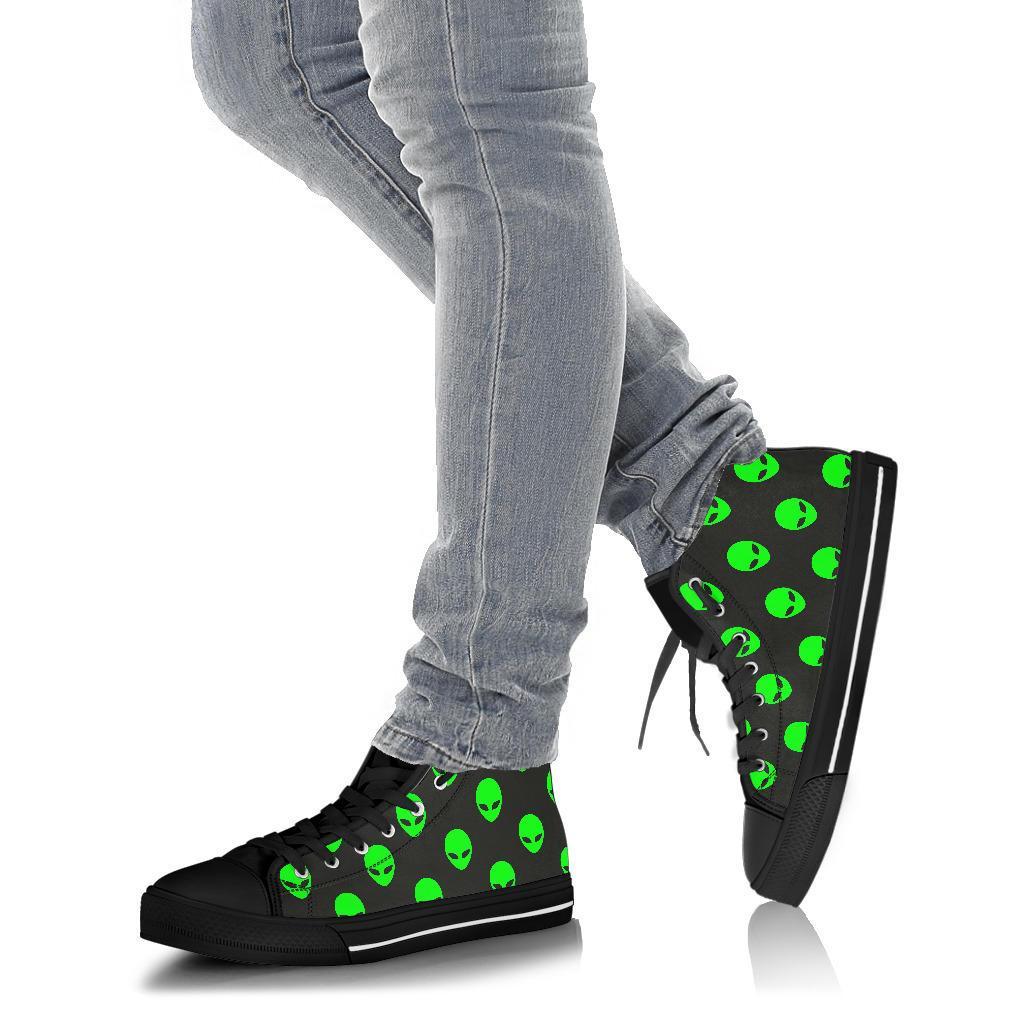 Ufo Alien Pattern Print Men Women's High Top Shoes-grizzshop