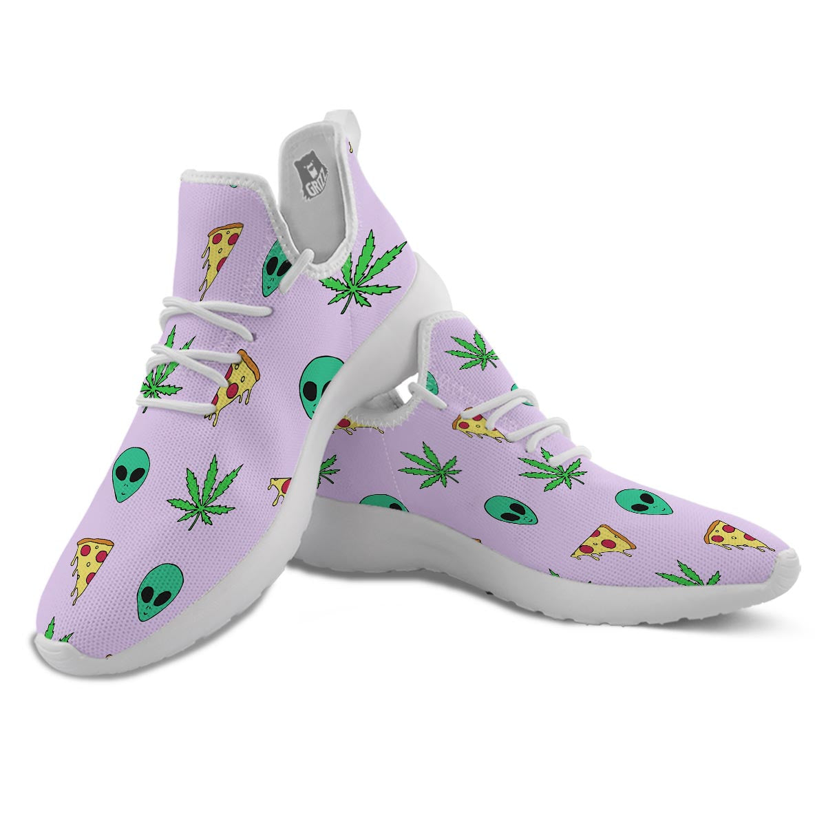 Ufo Pizza Trippy Print Pattern White Athletic Shoes-grizzshop