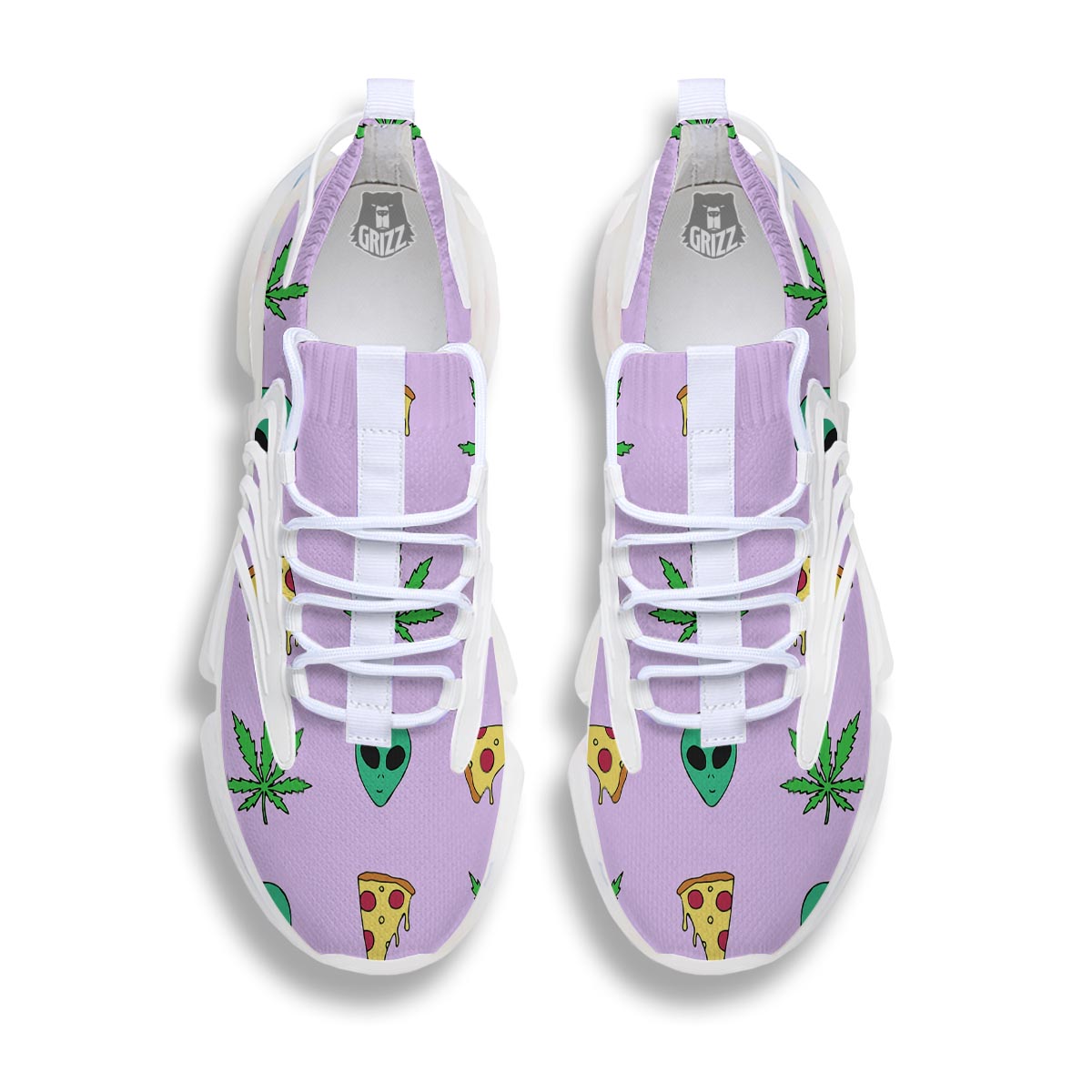 Ufo Pizza Trippy Print Pattern White Gym Shoes-grizzshop