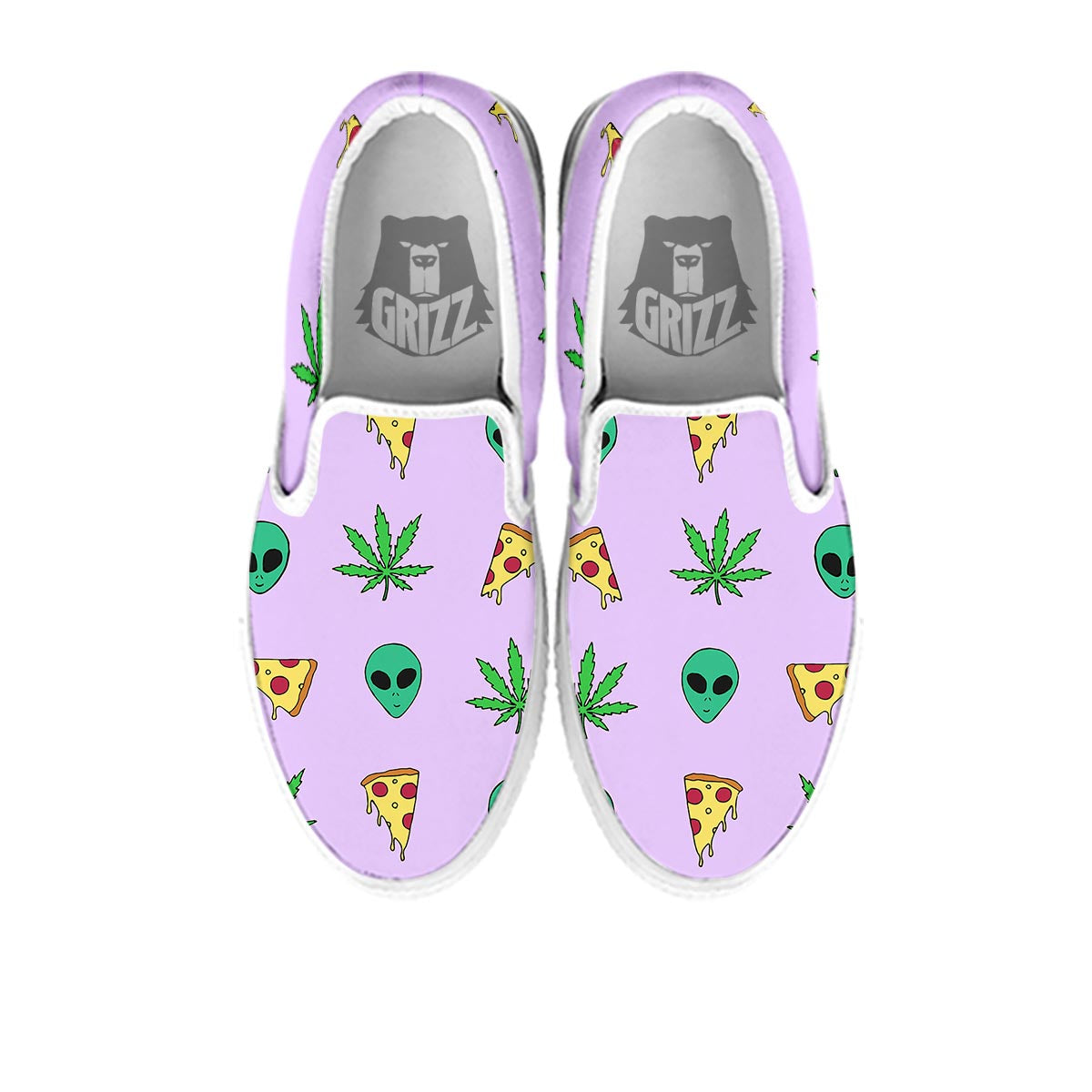 Ufo Pizza Trippy Print Pattern White Slip On Shoes-grizzshop