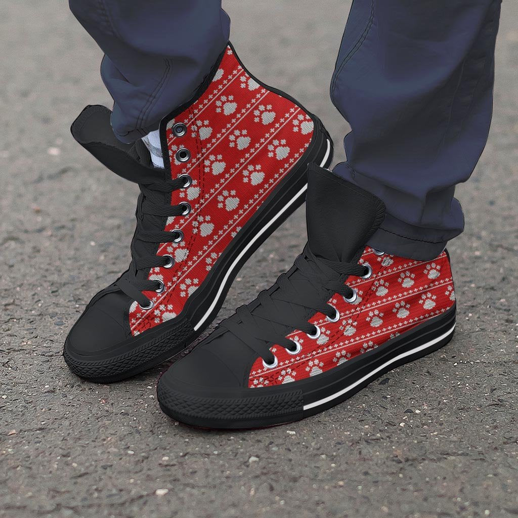 Ugly Christmas Paw Men's High Top Shoes-grizzshop