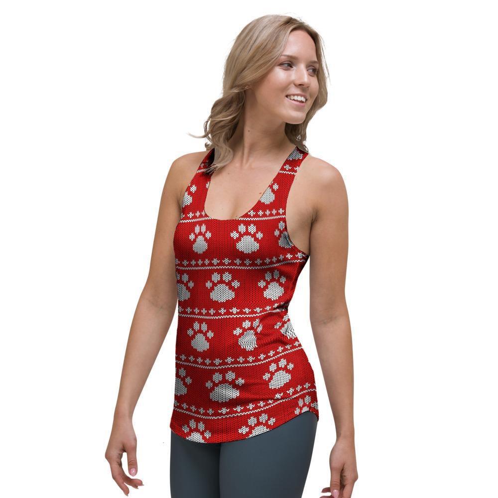 Ugly Christmas Paw Women's Racerback Tank Top-grizzshop