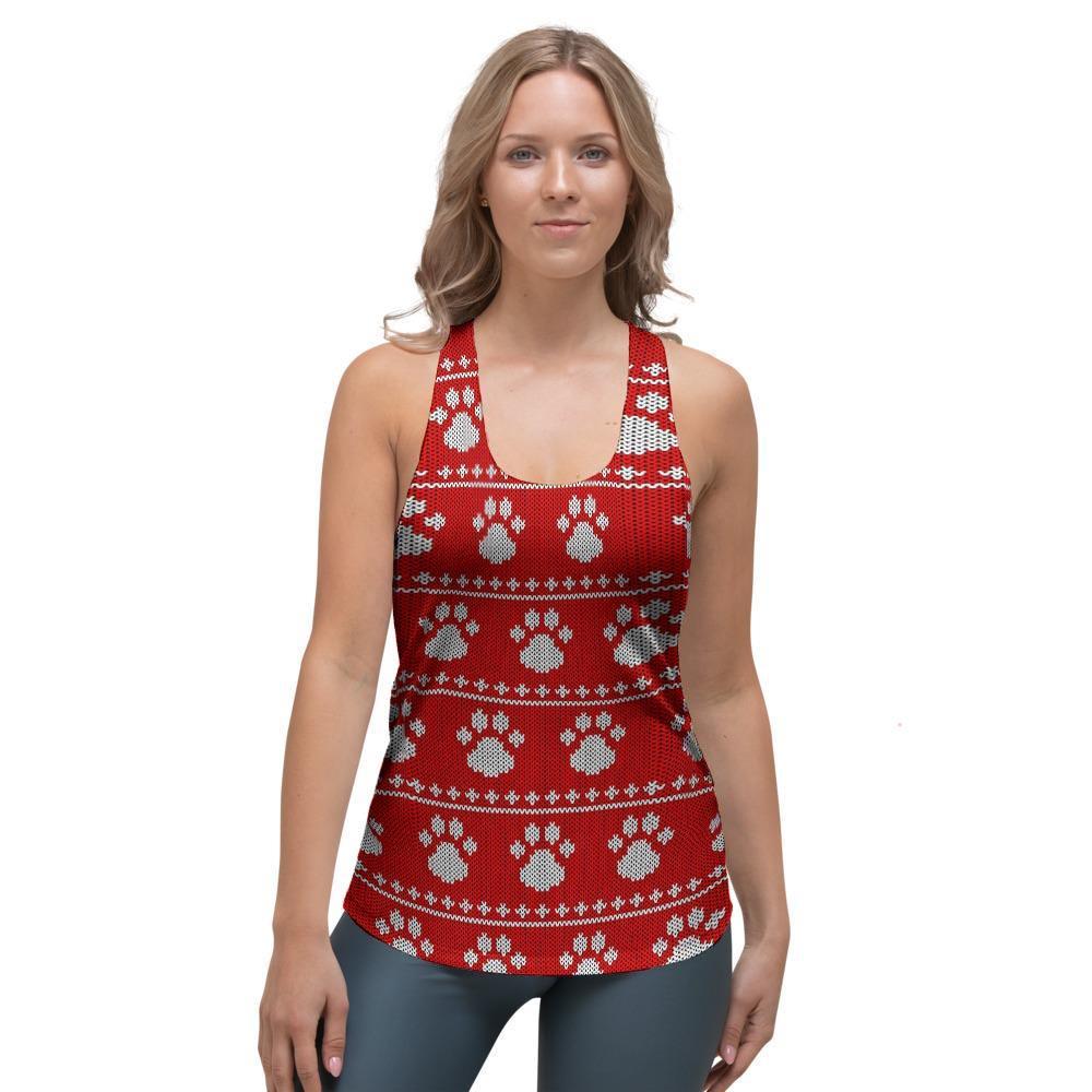 Ugly Christmas Paw Women's Racerback Tank Top-grizzshop