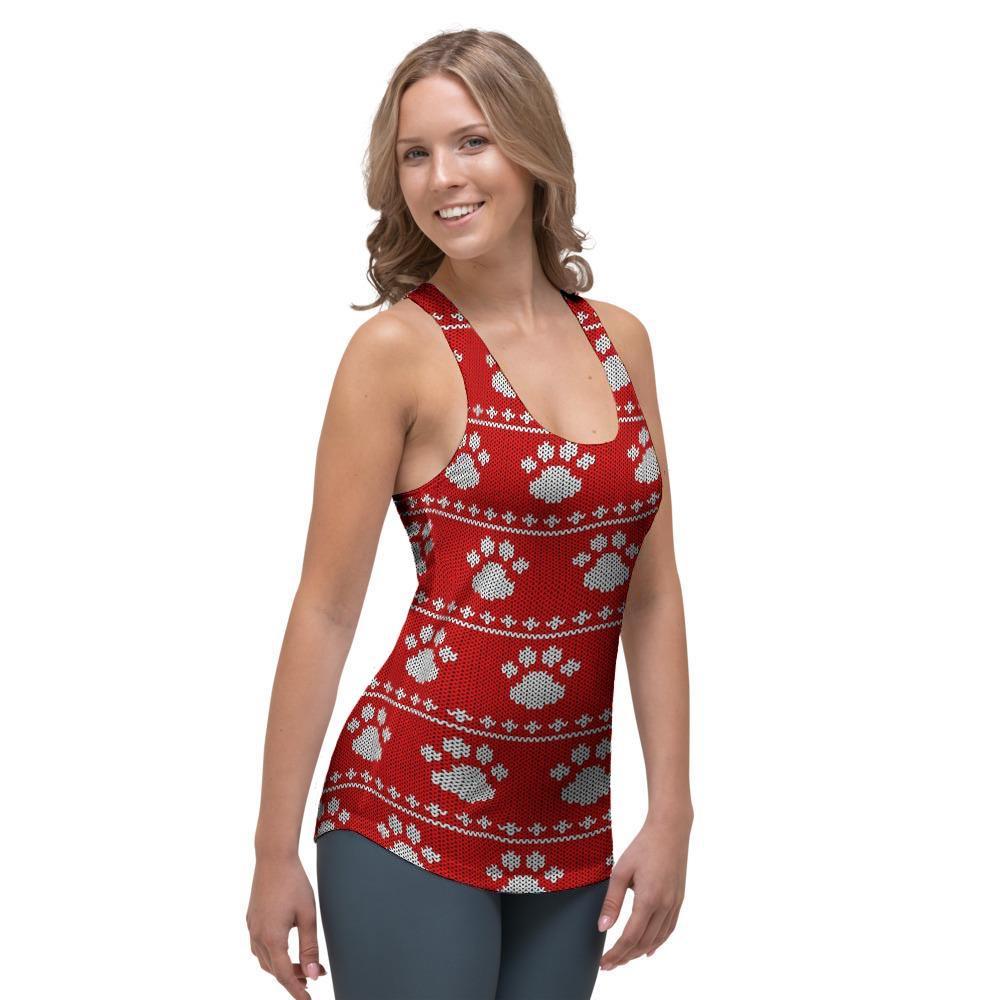 Ugly Christmas Paw Women's Racerback Tank Top-grizzshop