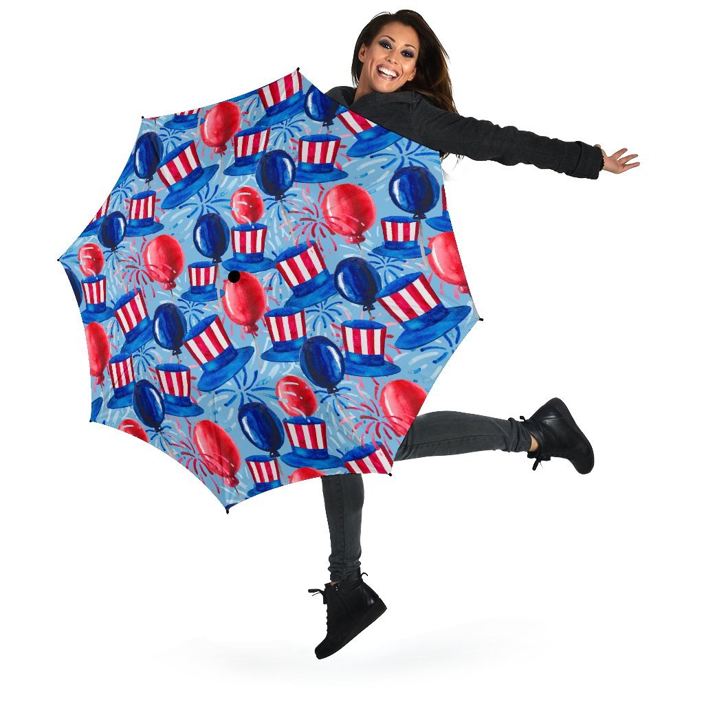 Uncle Sam Balloon Pattern Print Automatic Foldable Umbrella-grizzshop