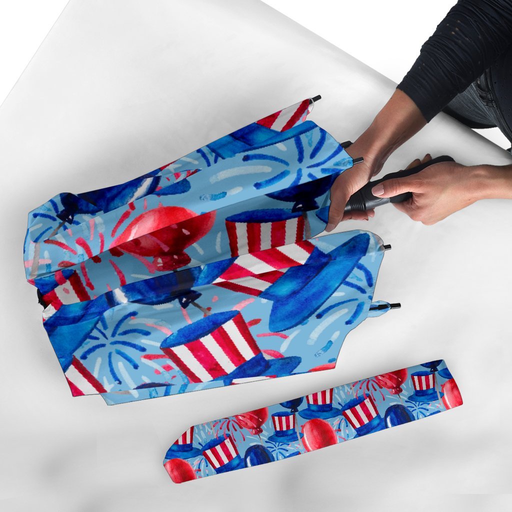 Uncle Sam Balloon Pattern Print Automatic Foldable Umbrella-grizzshop