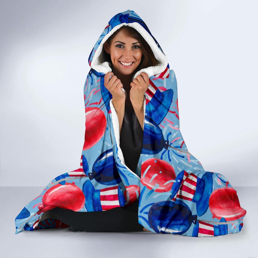 Uncle Sam Balloon Pattern Print Hooded Blanket-grizzshop