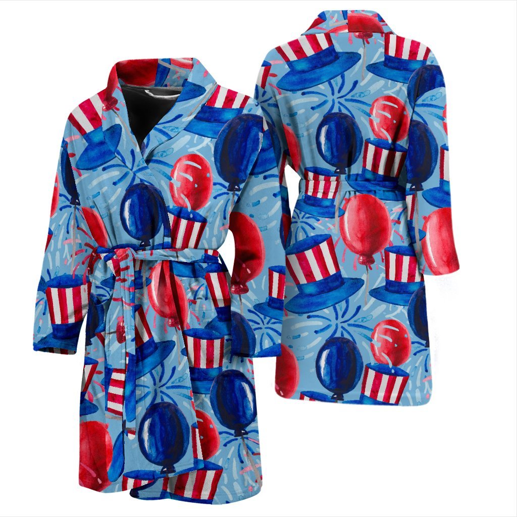 Uncle Sam Balloon Pattern Print Men Long Robe-grizzshop