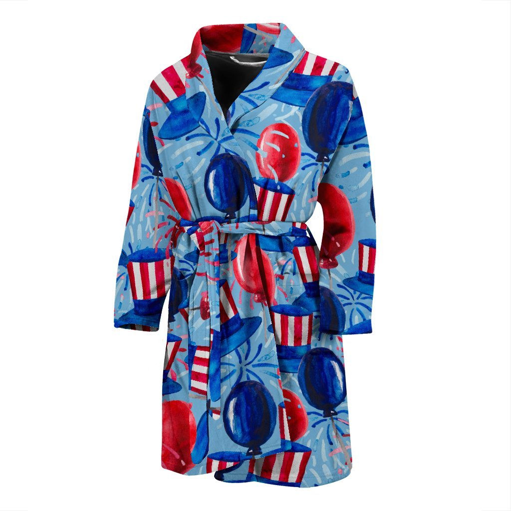 Uncle Sam Balloon Pattern Print Men Long Robe-grizzshop