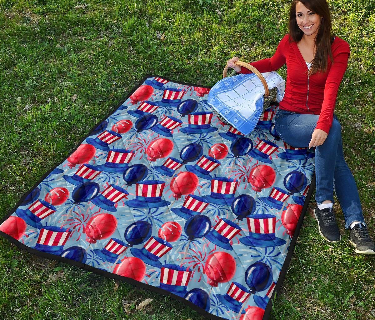 Uncle Sam Balloon Pattern Print Quilt-grizzshop