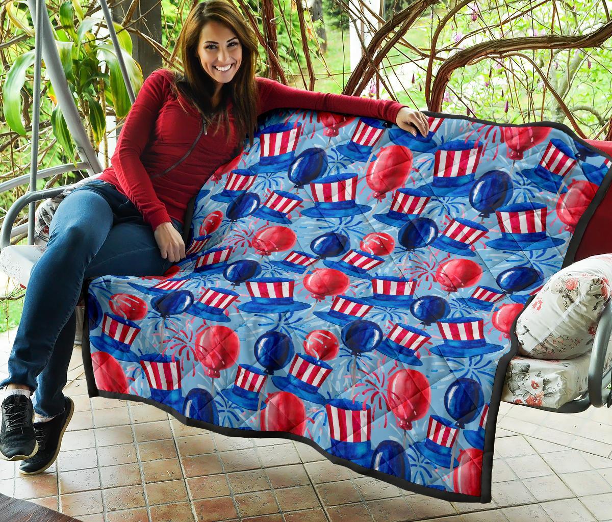 Uncle Sam Balloon Pattern Print Quilt-grizzshop