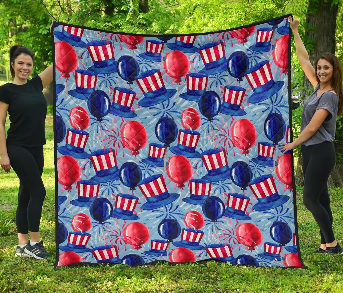 Uncle Sam Balloon Pattern Print Quilt-grizzshop