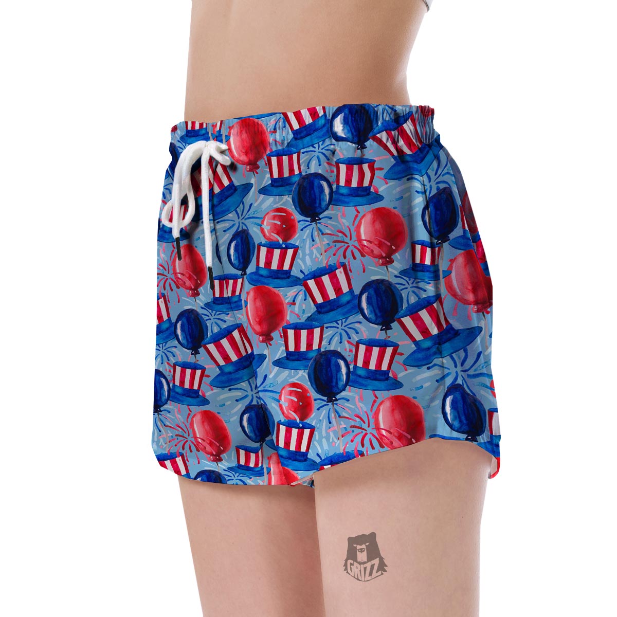 Uncle Sam Balloon Pattern Print Women's Shorts-grizzshop