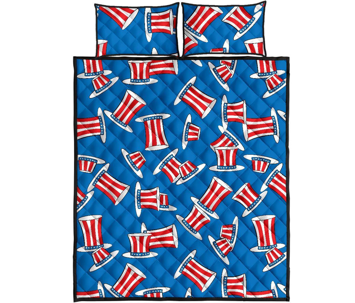 Uncle Sam Pattern Print Bed Set Quilt-grizzshop