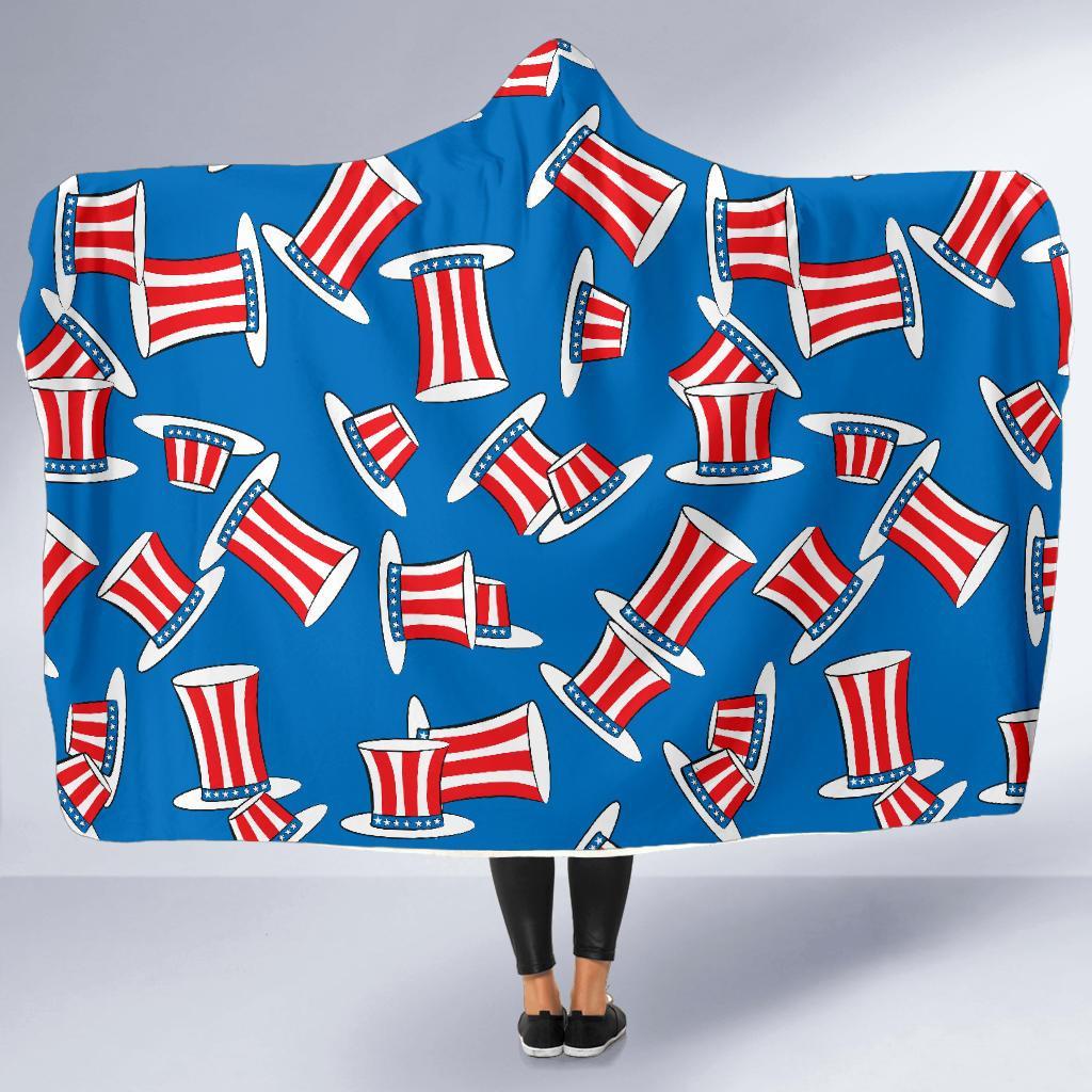 Uncle Sam Pattern Print Hooded Blanket-grizzshop