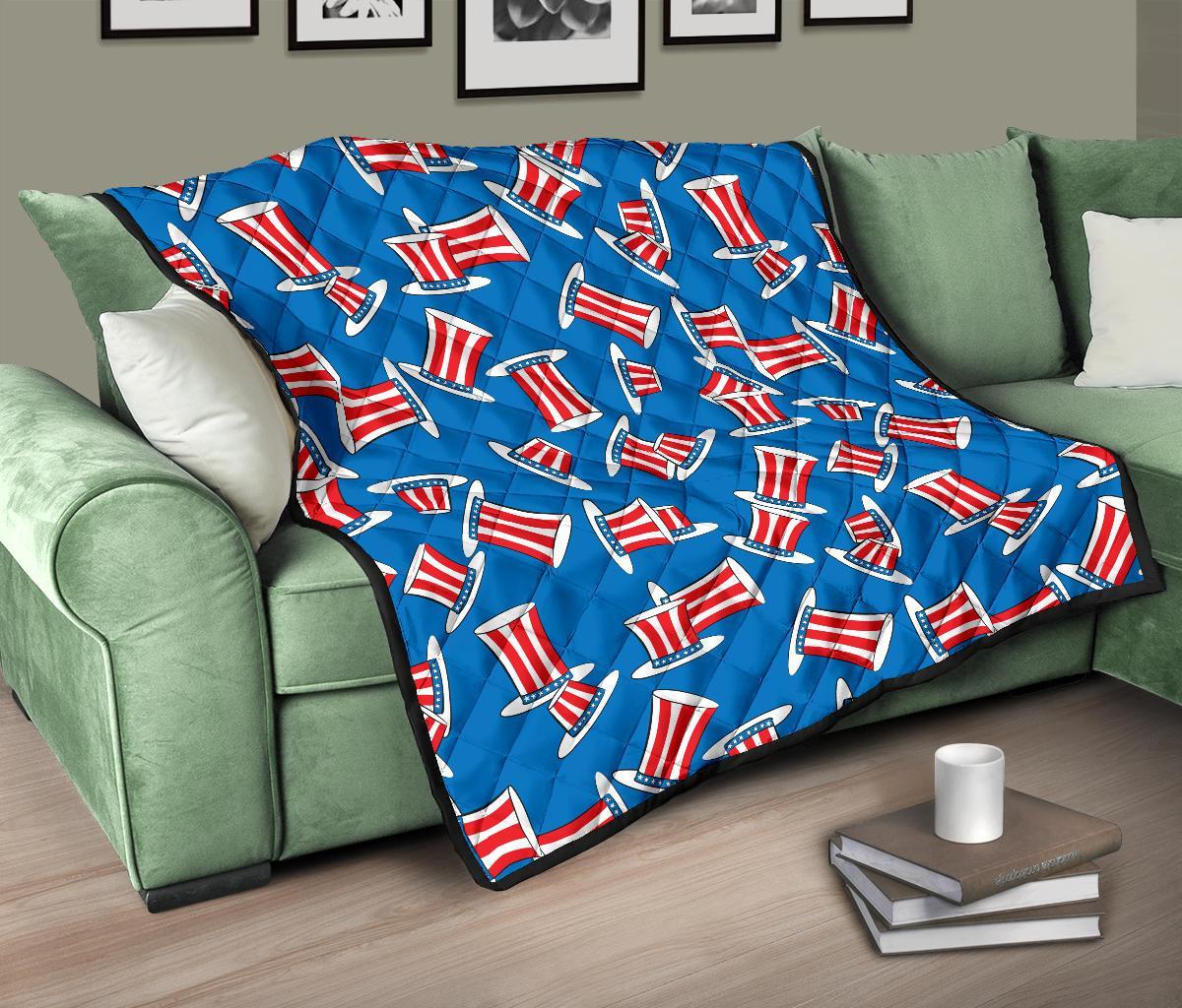 Uncle Sam Pattern Print Quilt-grizzshop
