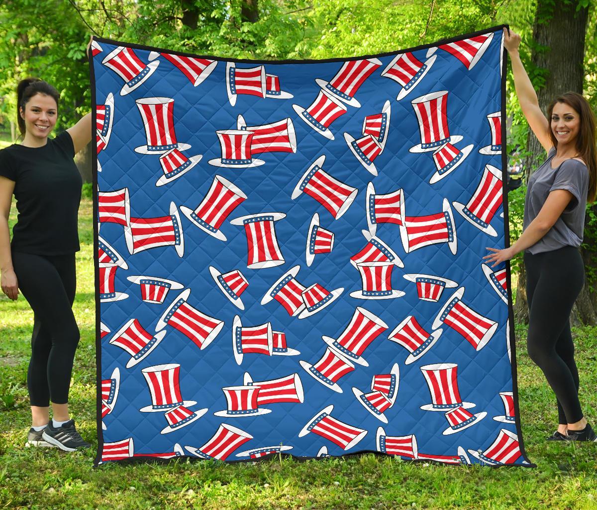 Uncle Sam Pattern Print Quilt-grizzshop
