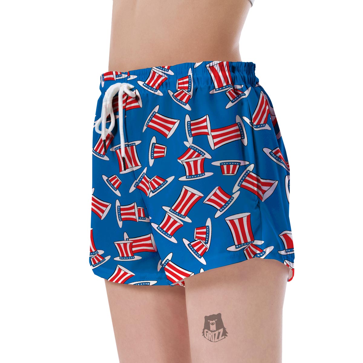 Uncle Sam Pattern Print Women's Shorts-grizzshop