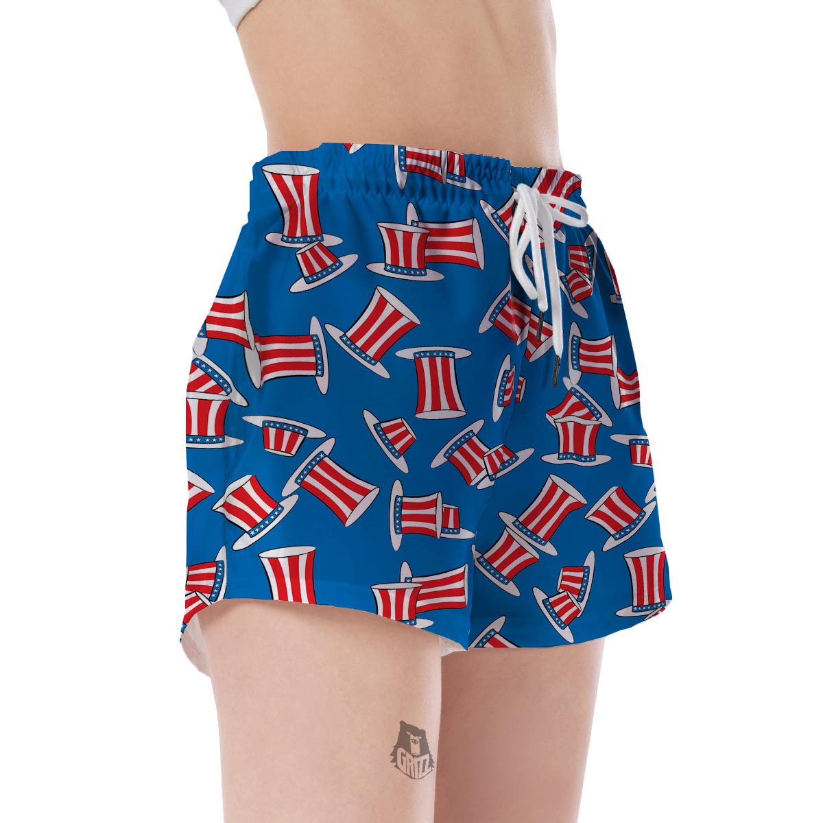 Uncle Sam Pattern Print Women's Shorts-grizzshop