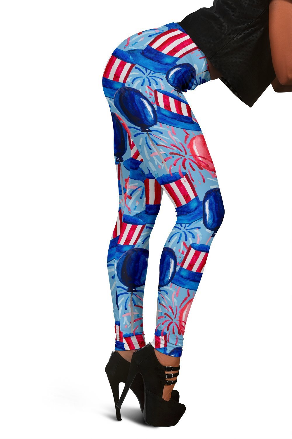 Uncle Sam Balloon Pattern Print Women Leggings-grizzshop