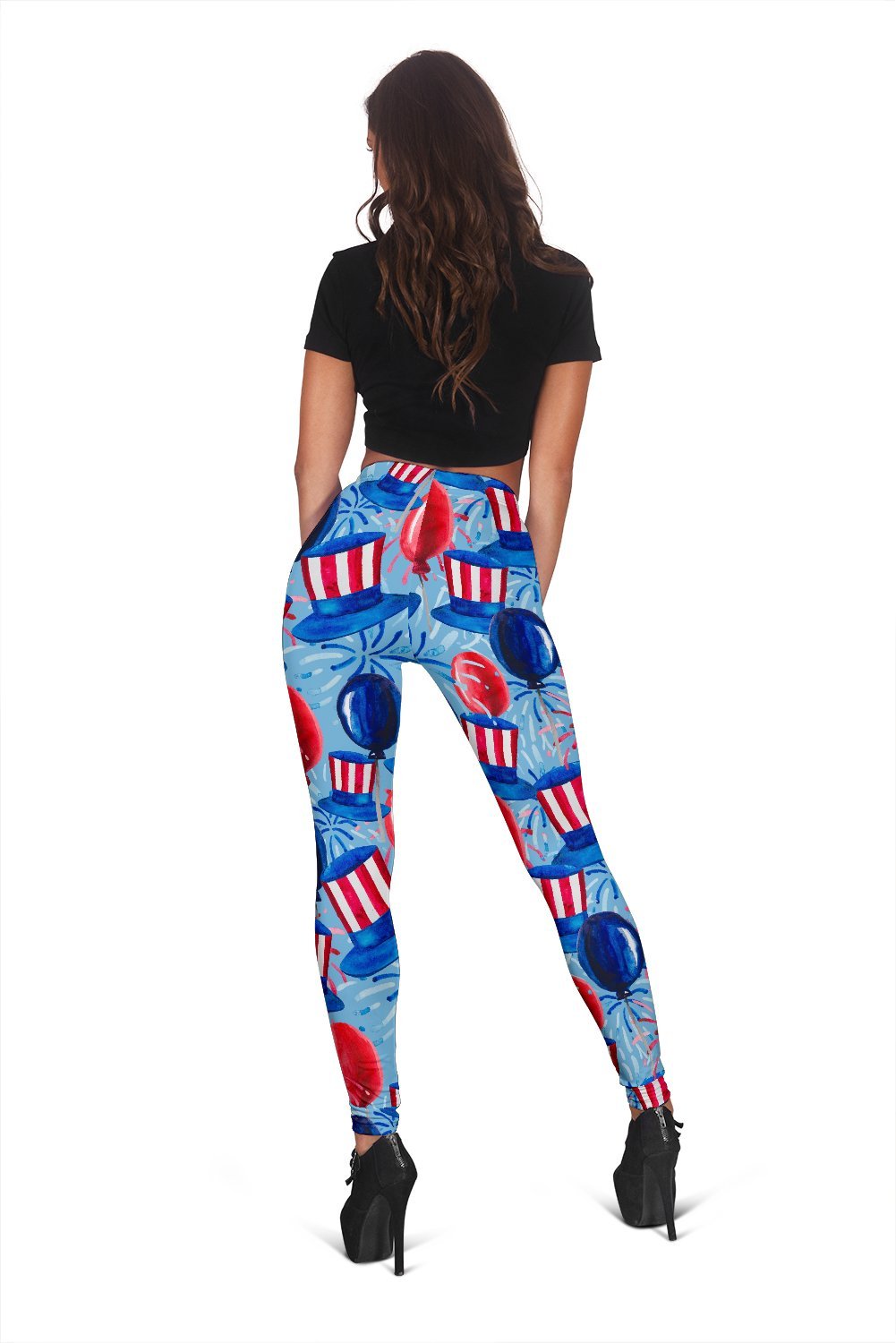 Uncle Sam Balloon Pattern Print Women Leggings-grizzshop