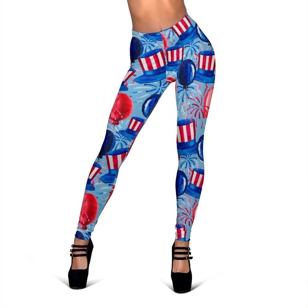 Uncle Sam Balloon Pattern Print Women Leggings-grizzshop