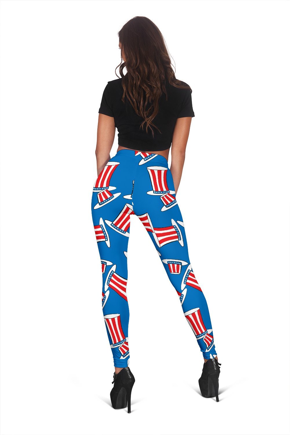 Uncle Sam Pattern Print Women Leggings-grizzshop
