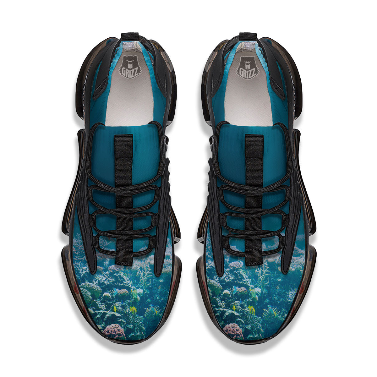 Underwater Ocean Print Black Gym Shoes-grizzshop