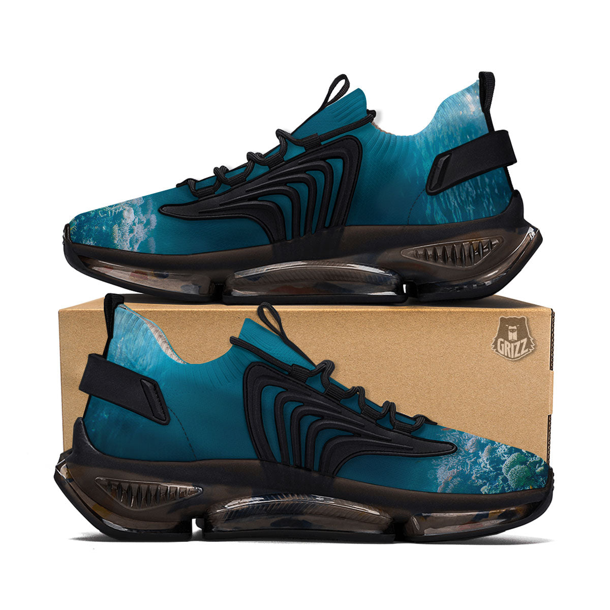 Underwater Ocean Print Black Gym Shoes-grizzshop