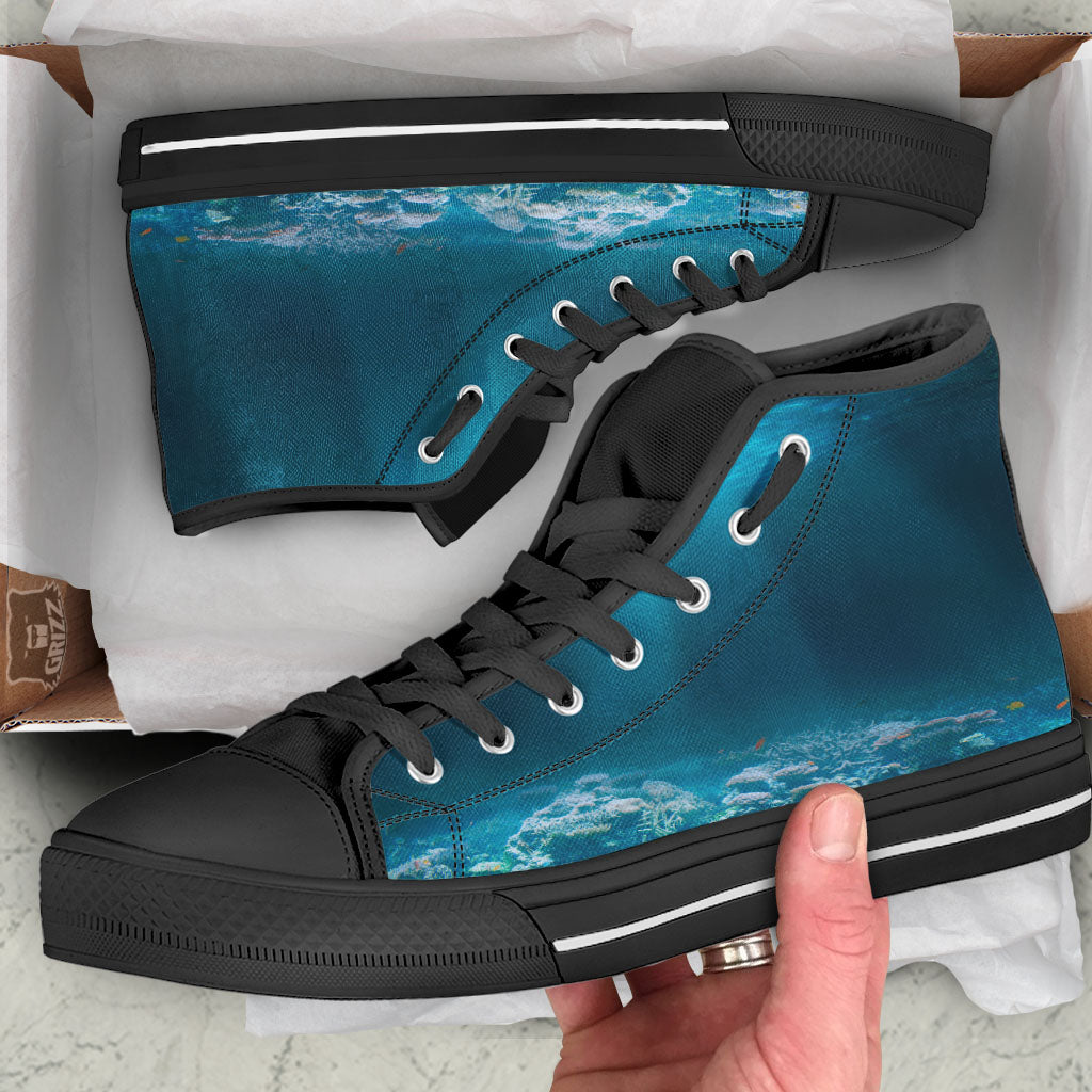 Underwater Ocean Print High Top Shoes-grizzshop
