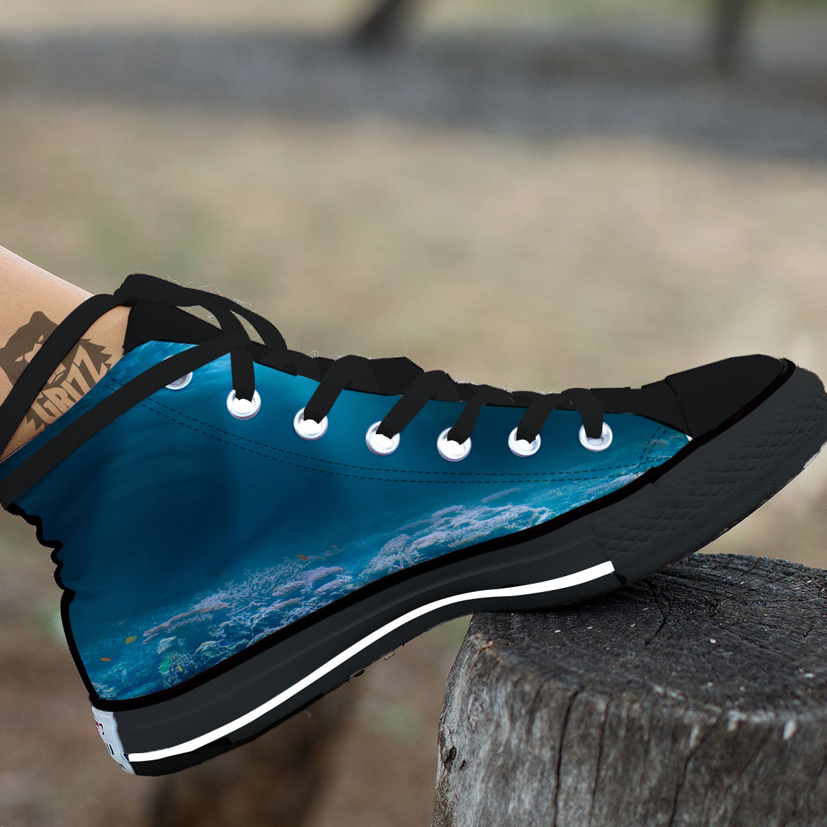 Underwater Ocean Print High Top Shoes-grizzshop