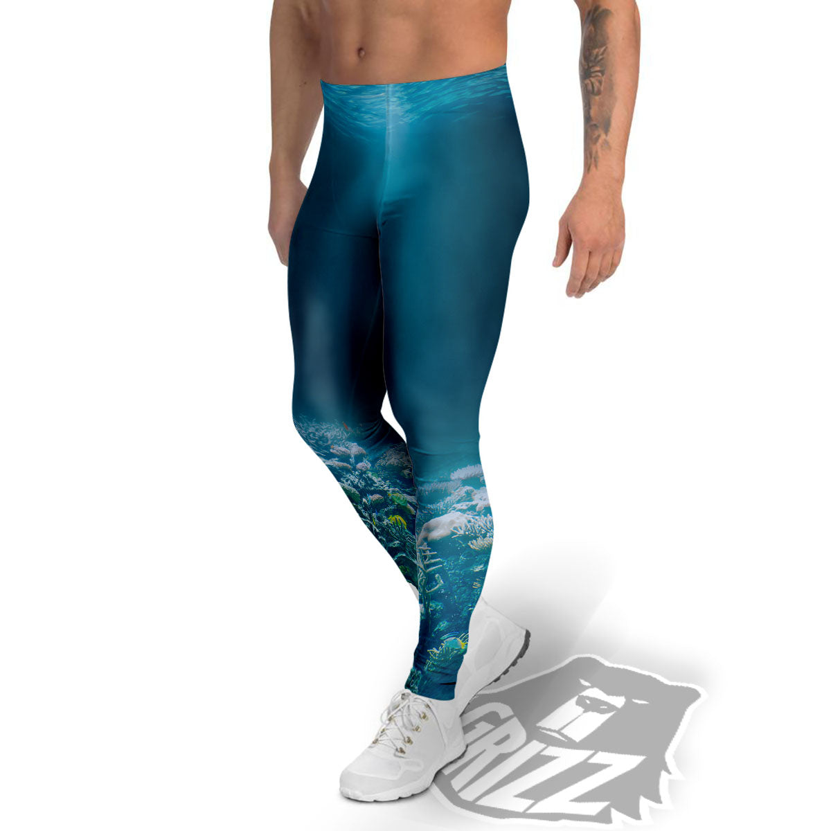 Underwater Ocean Print Men's Leggings-grizzshop