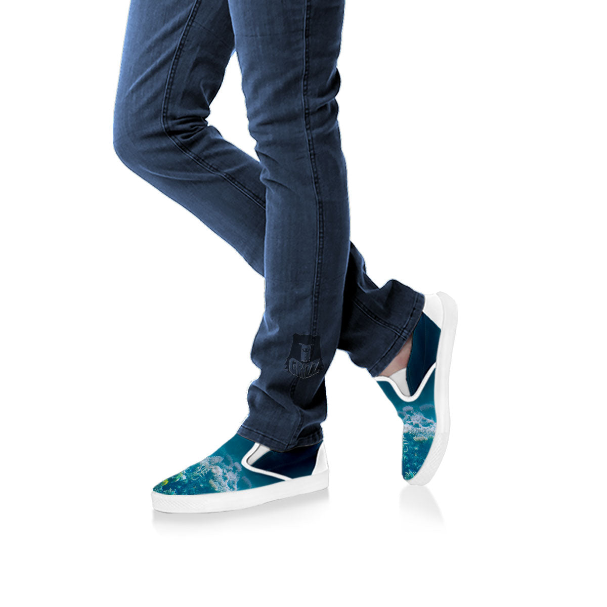 Underwater Ocean Print White Slip On Shoes-grizzshop