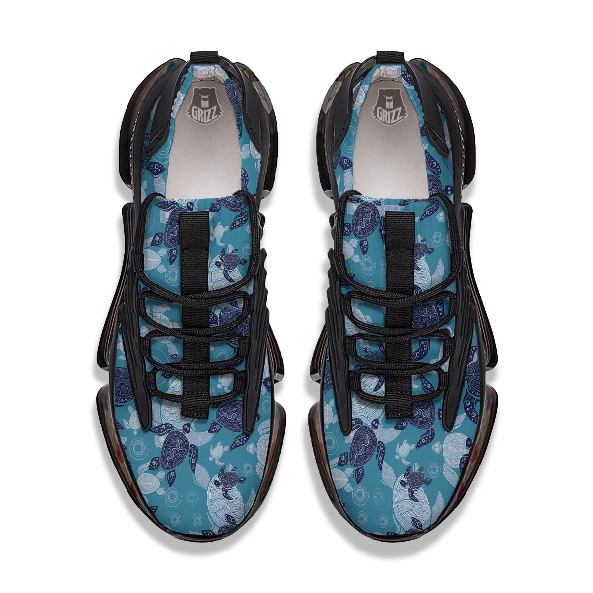 Underwater Sea Turtle Family Print Pattern Black Gym Shoes-grizzshop