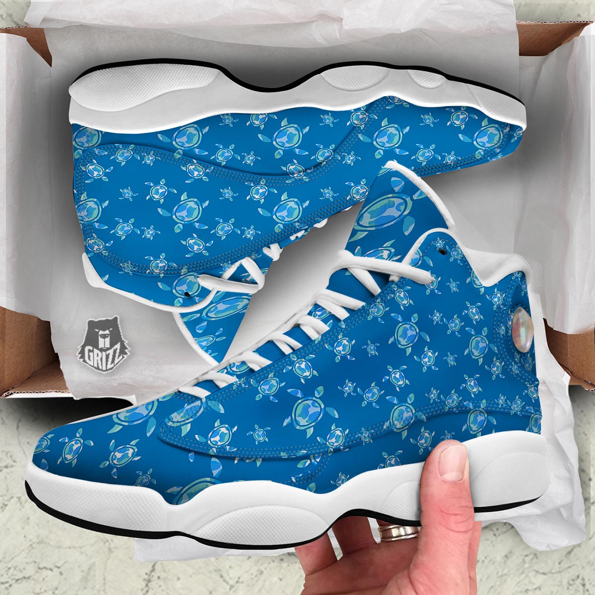Underwater Sea Turtle Print Pattern White Basketball Shoes-grizzshop