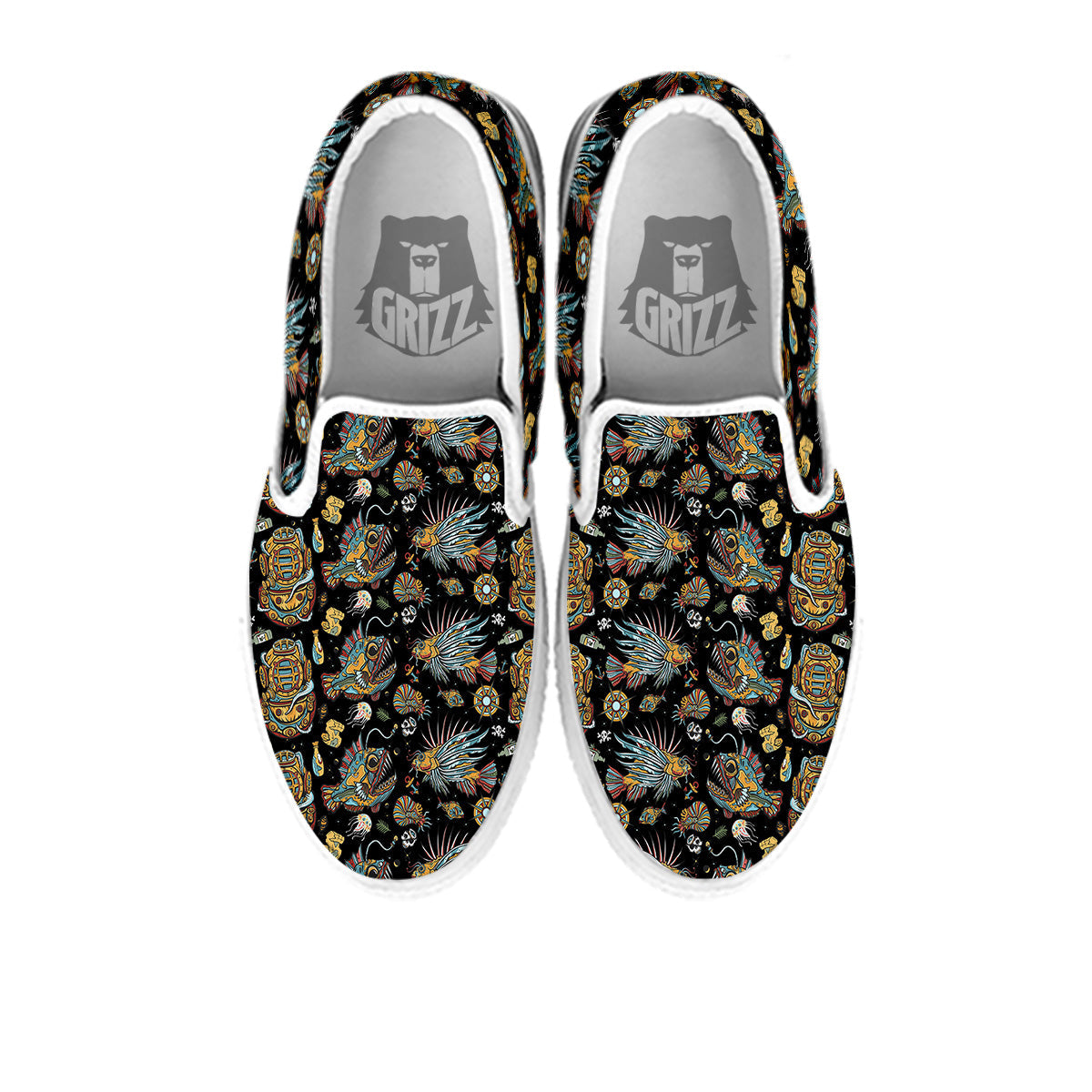 Underwater World Colorful Print Pattern White Slip On Shoes-grizzshop