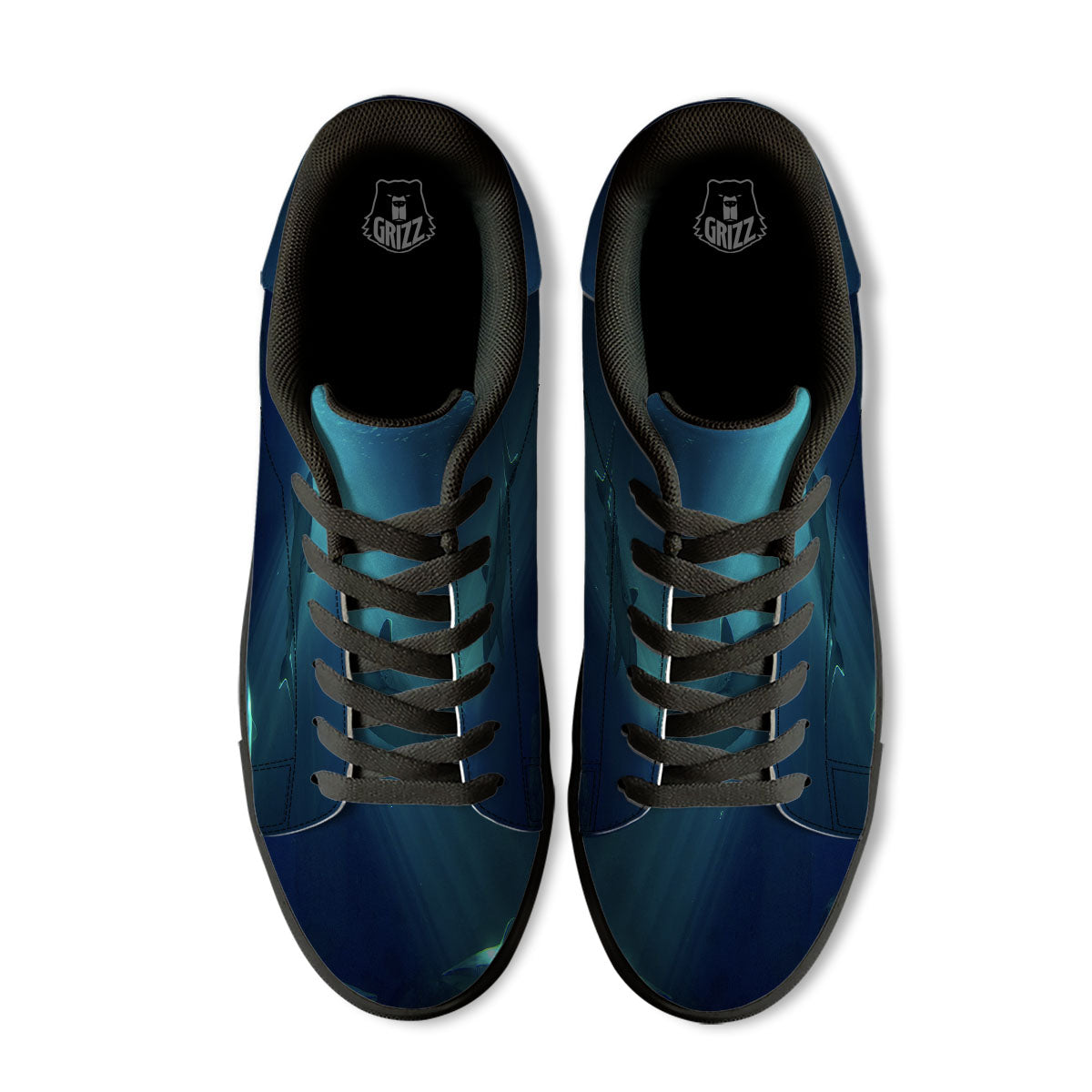 Underwear Shark Print Black Low Top Sneakers-grizzshop