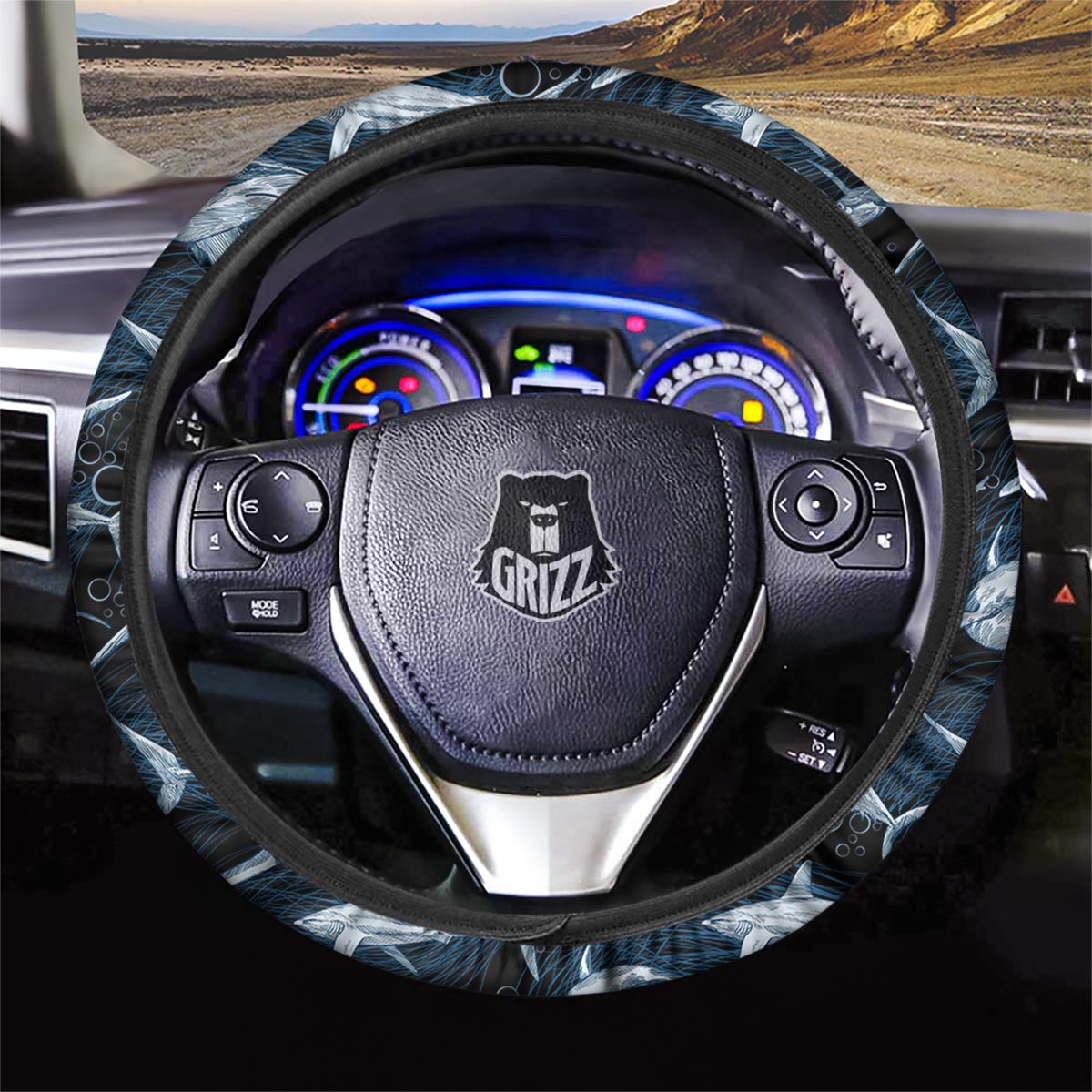 Underwear Shark Print Pattern Car Steering Wheel Cover-grizzshop