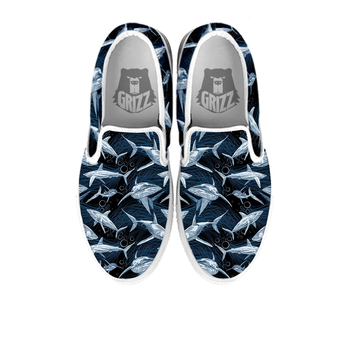 Underwear Shark Print Pattern White Slip On Shoes-grizzshop
