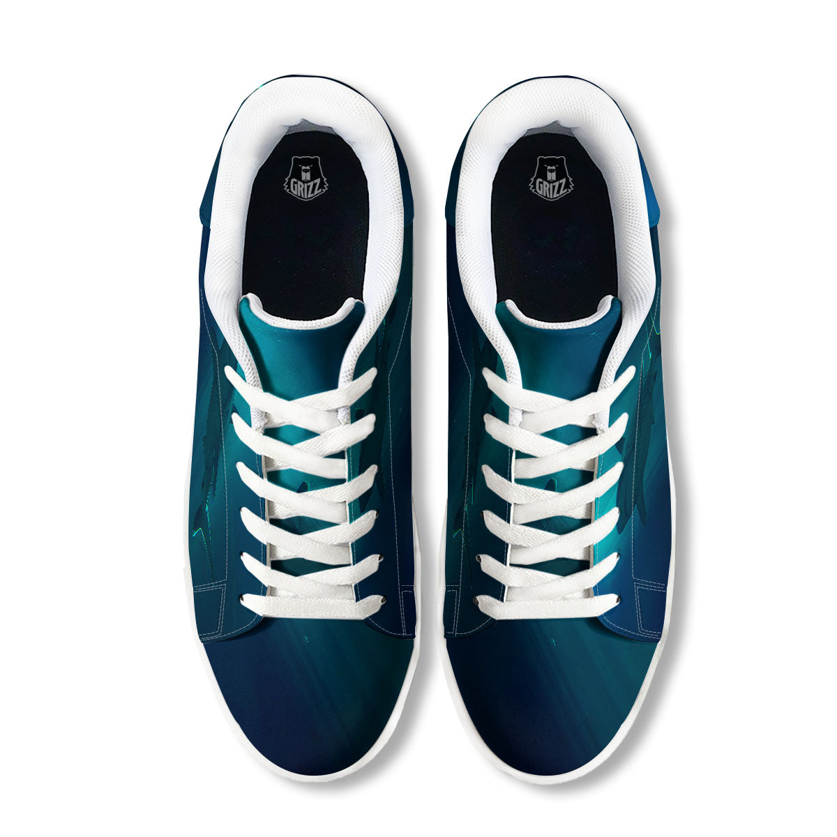 Underwear Shark Print White Low Top Sneakers-grizzshop