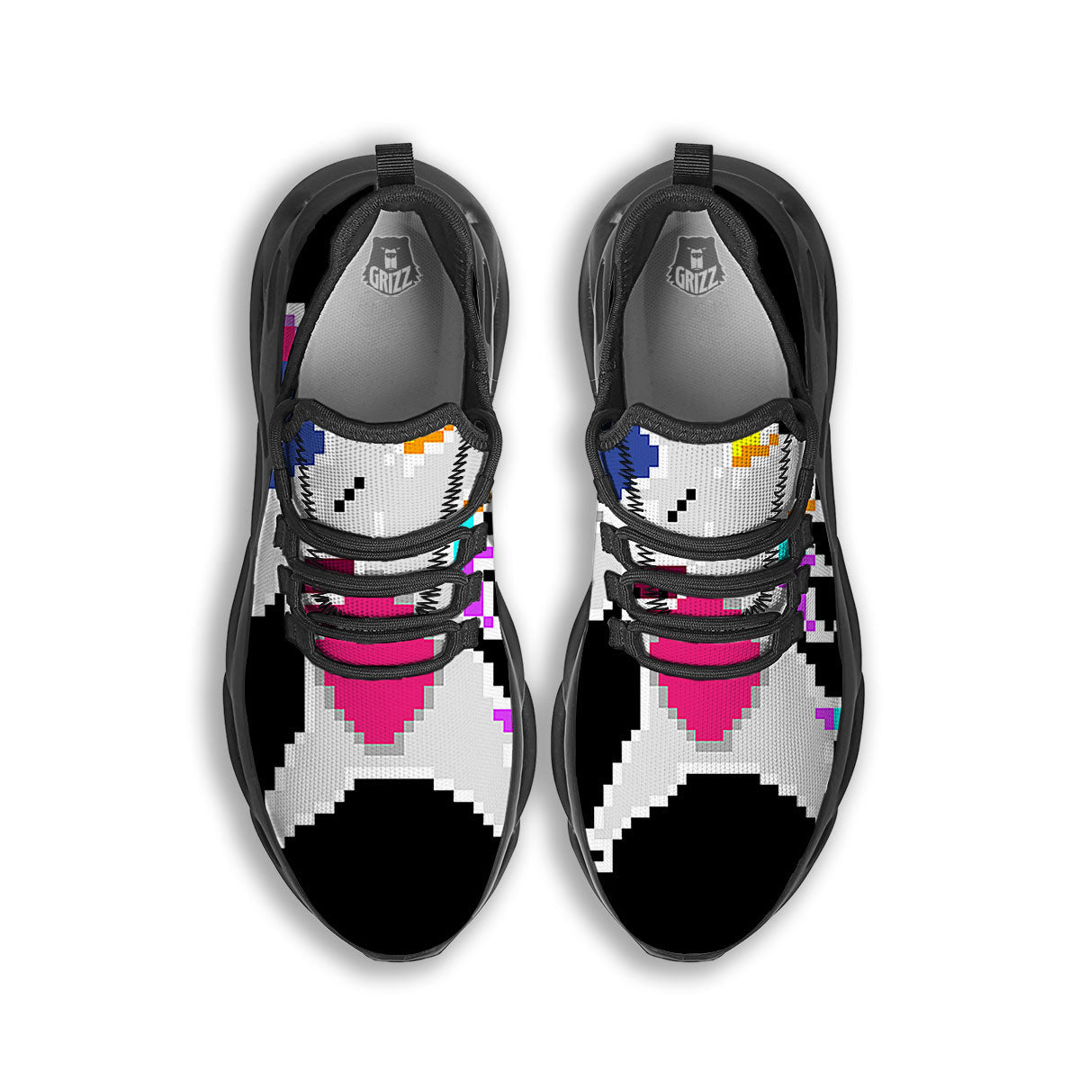 Unicorn 8-Bit Pixel Print Black Running Shoes-grizzshop