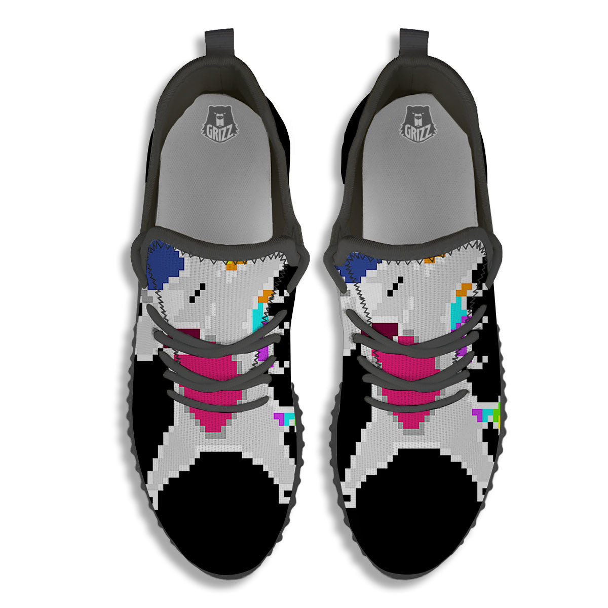 Unicorn 8-Bit Pixel Print Black Walking Shoes-grizzshop