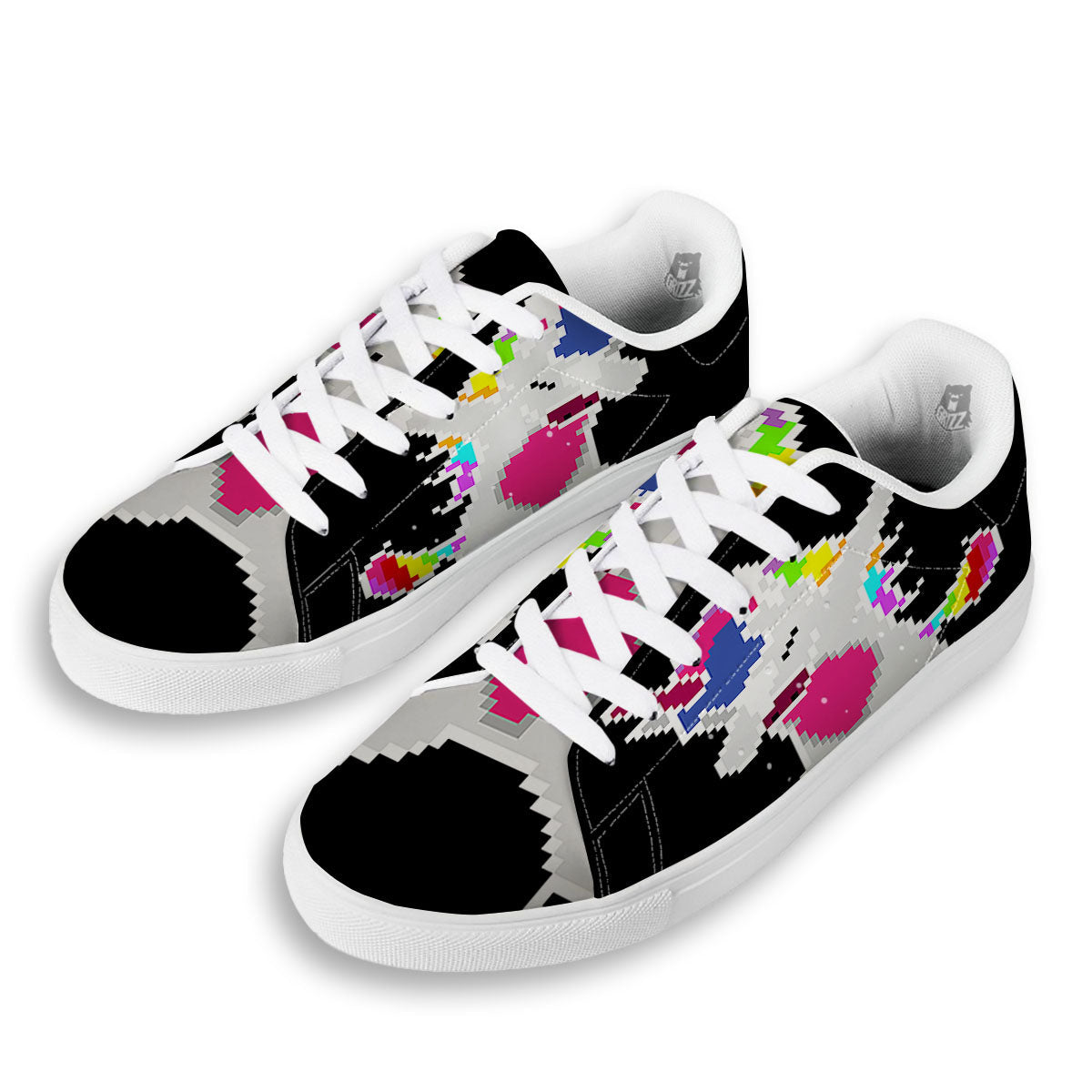 Unicorn 8-Bit Pixel Print White Low Top Sneakers-grizzshop