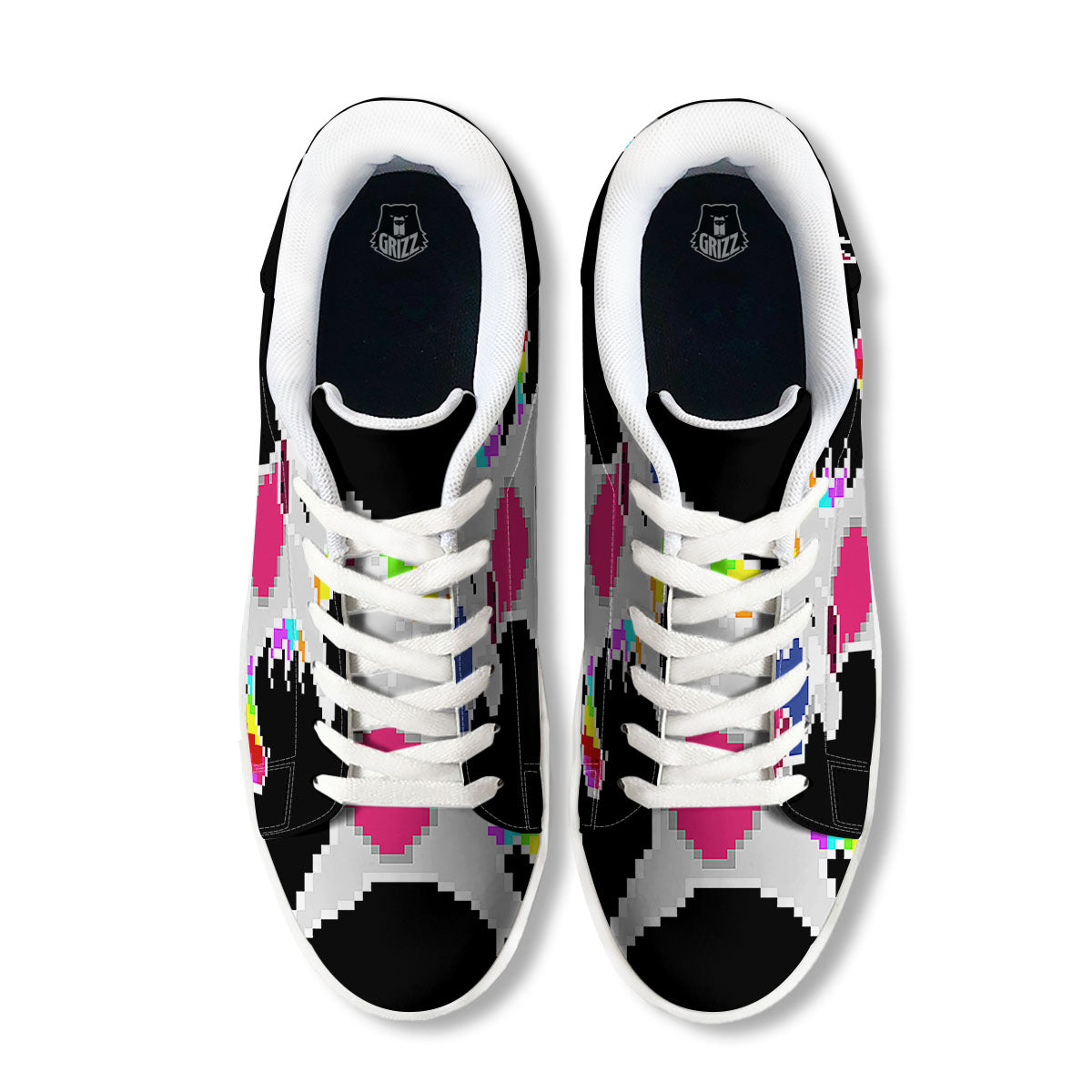 Unicorn 8-Bit Pixel Print White Low Top Sneakers-grizzshop