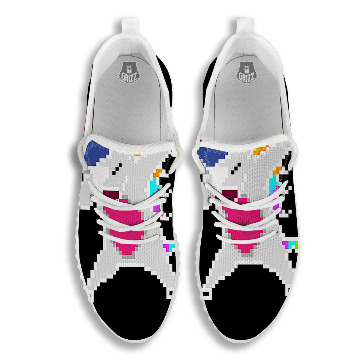 Unicorn 8-Bit Pixel Print White Walking Shoes-grizzshop