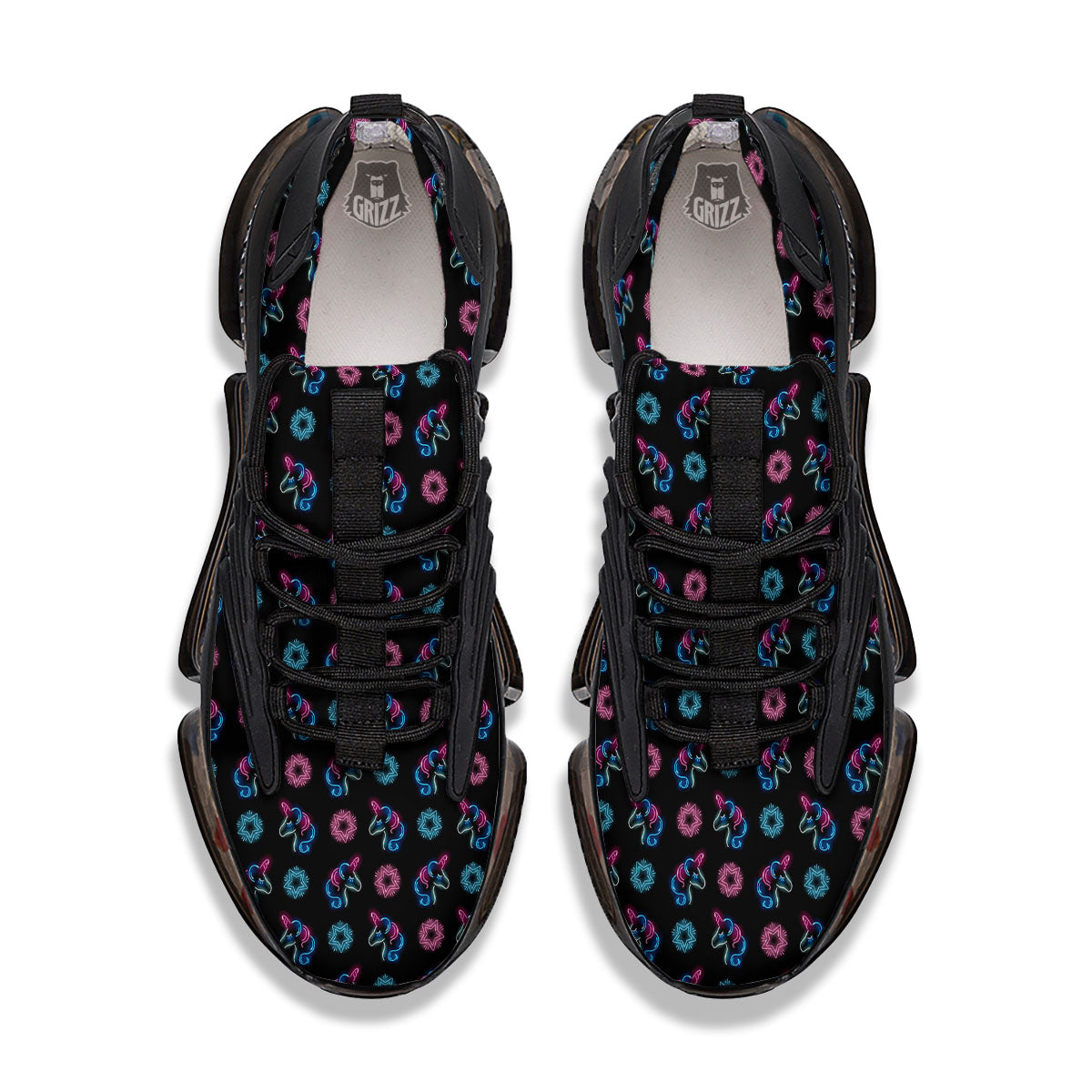 Unicorn Black Girly Print Pattern Black Gym Shoes-grizzshop