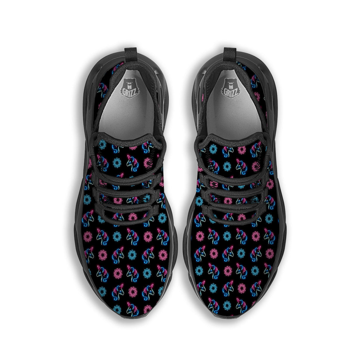 Unicorn Black Girly Print Pattern Black Running Shoes-grizzshop