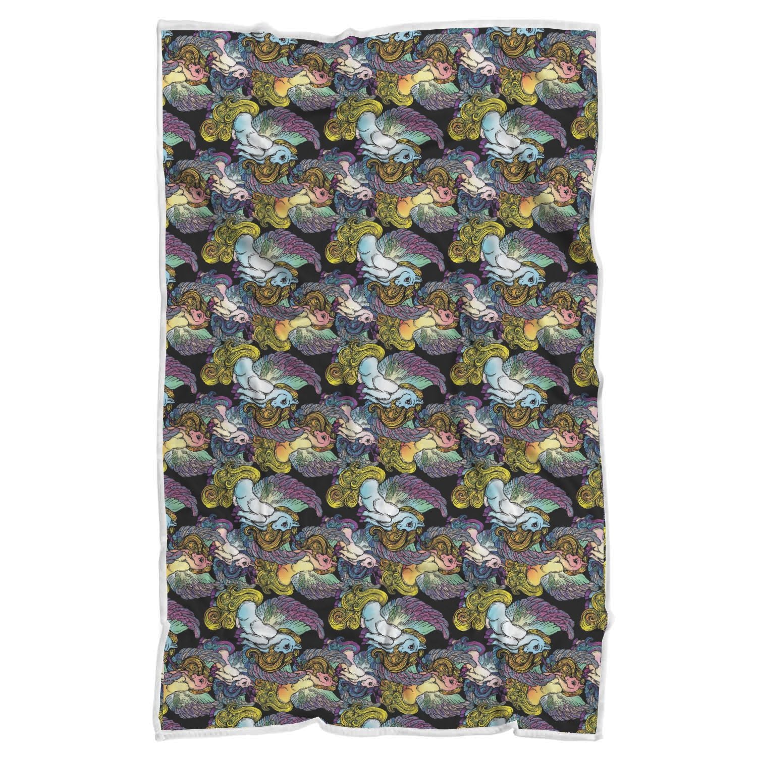Unicorn Cartoon Pattern Print Throw Blanket-grizzshop