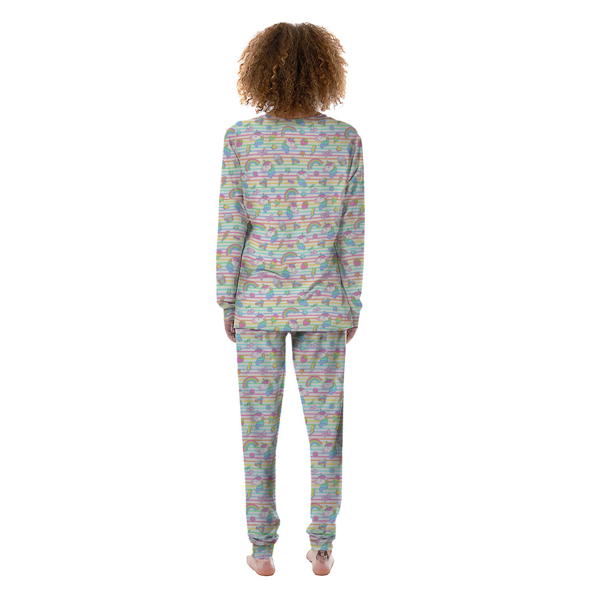Unicorn Cute Rainbow Print Pattern Women's Pajamas-grizzshop